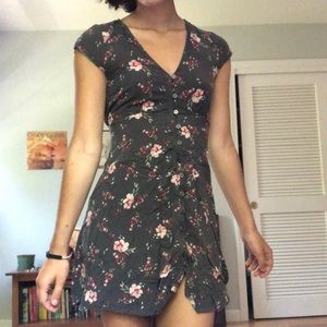 Brown floral dress with tie